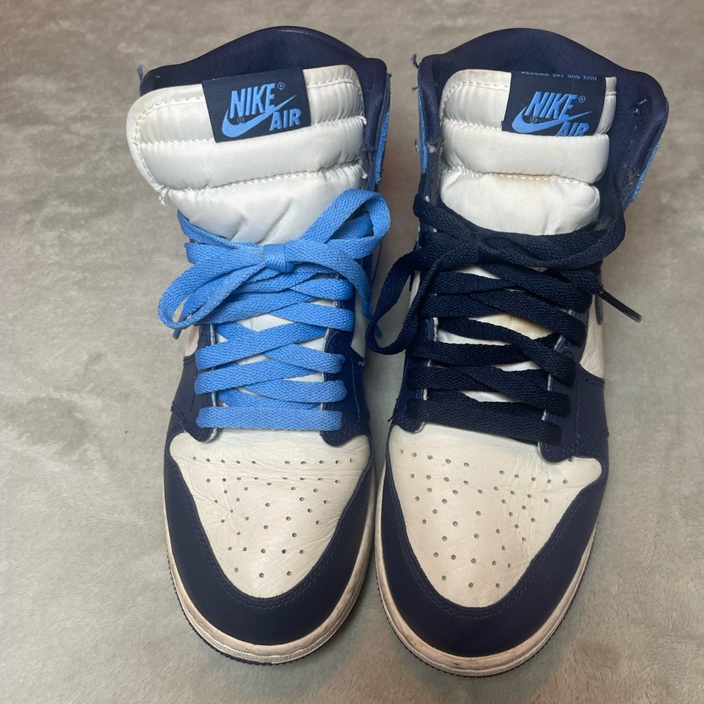 Nike Air Force Kids High-Top Sneakers in Navy and Light Blue Size: 7